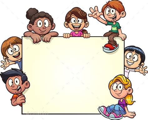 Kids with Blank Banner | Cartoon kids, Kids cartoon characters, Cartoon clip art