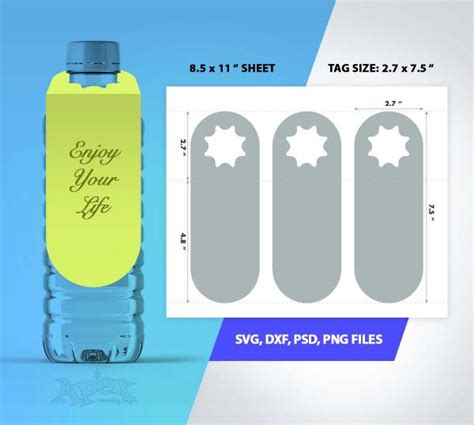 Water Bottle Gift Tag Printable & Cuttable Design | Printable | Apex Embroidery Designs ...