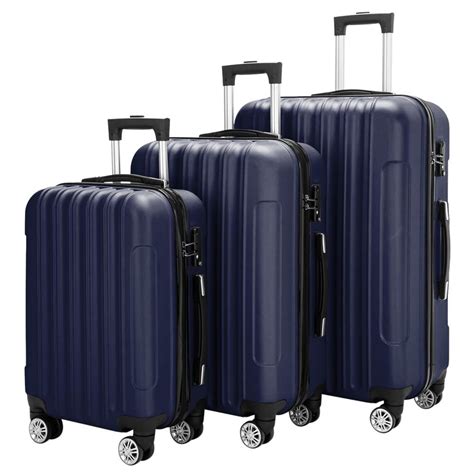 Zimtown 3-Piece Nested Spinner Suitcase Luggage Set with TSA Lock, Navy ...