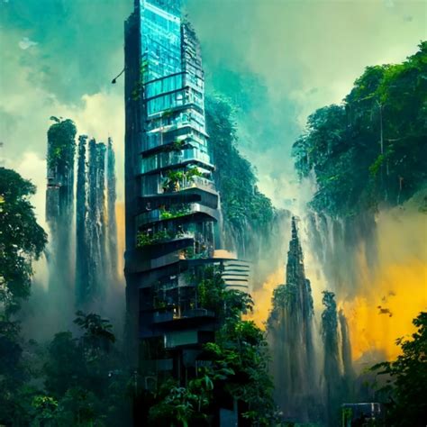 Futuristic city inside the jungle, very modern tall | Midjourney | OpenArt