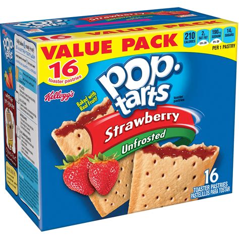 Pop-Tarts, Breakfast Toaster Pastries, Unfrosted Strawberry, 29.3 Oz, 16 Ct - Walmart.com ...