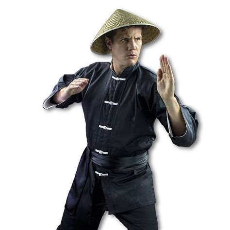 Deluxe Kung Fu Costume - Kungfu Halloween Costumes - Coolie Hat Costume