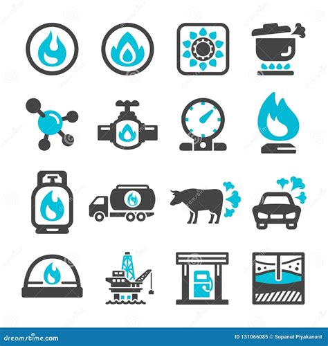 Natural gas icon set stock vector. Illustration of extraction - 131066085