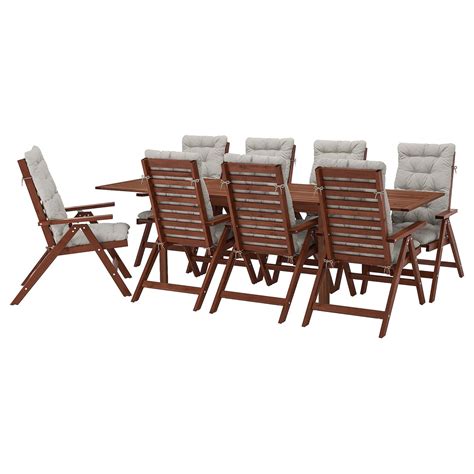 IKEA - ÄPPLARÖ Table+8 reclining chairs, outdoor Äpplarö brown in 2020 - Fauteuil stoelen ...