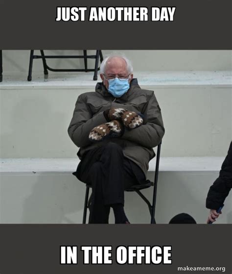 Just another day In the office - Bernie Sanders at the Inauguration | Make a Meme