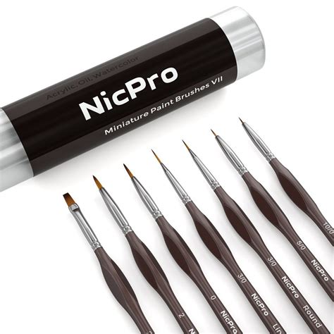 Nicpro 7 PCS Micro Detail Paint Brush Set, Professional Miniaturev Art Painting Brushes for ...