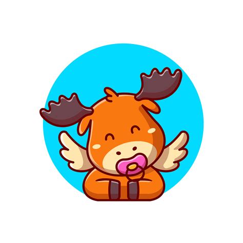 Cute Baby Moose With Pacifier Cartoon Vector Icon Illustration. Animal Nature Icon Concept ...