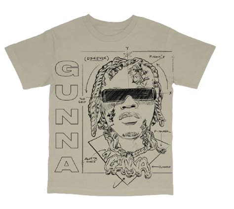 Gunna Merch Blueprint Tan T-Shirt | WHAT’S ON THE STAR?