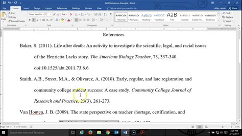 How To Write References In Apa Format In Microsoft