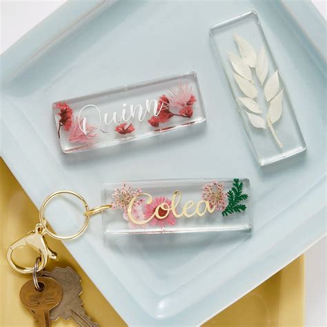 Personalized Pressed Flower Resin Keychain | Michaels