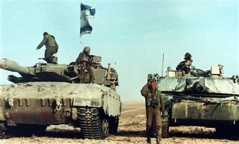 merkava mark 3 and m1a1 abrams during joint israeli/american exercise in the negev desert in the ...