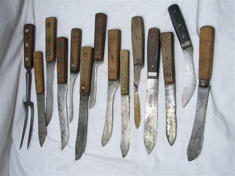 Set/Collection 13 Antique Butcher's Knives Butchering Knife Tools ...