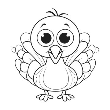 Cartoon Turkey Coloring Pages Outline Sketch Drawing Vector, Cute ...