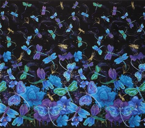 Timeless Treasures metallic dragonfly fabric in black - modeS4u