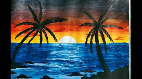 How to draw a sunset drawing easily || using water colour - YouTube