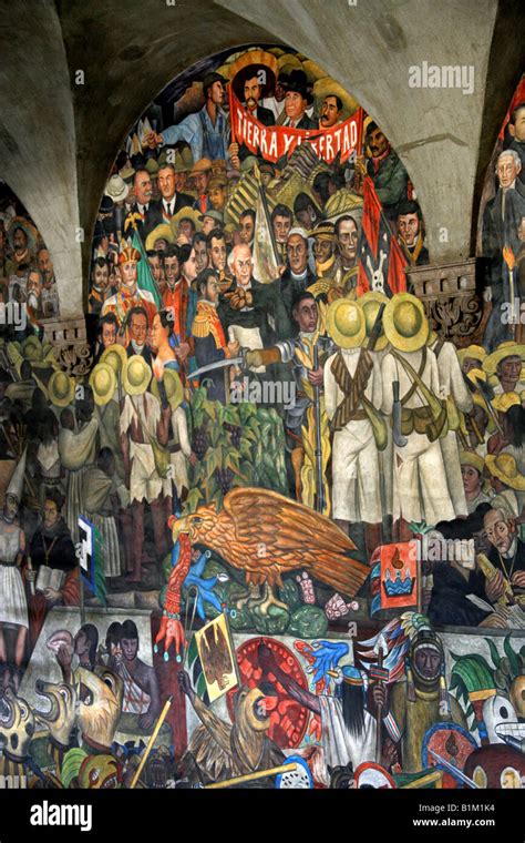 One of the Murals in the National Palace Depicting the History of Mexico, Zocalo Square, Plaza ...