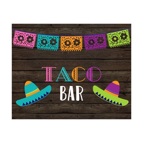 Taco Bar Sign Printable Taco Sign JPEG PDF Printable | Etsy