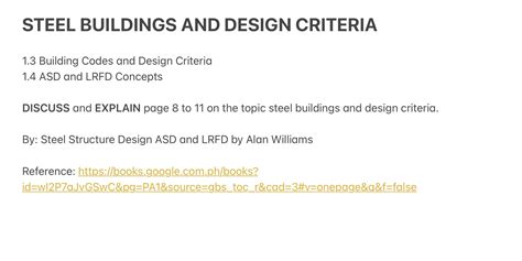 [Solved] STEEL BUILDINGS AND DESIGN CRITERIA 1.3 Building Codes and Design... | Course Hero