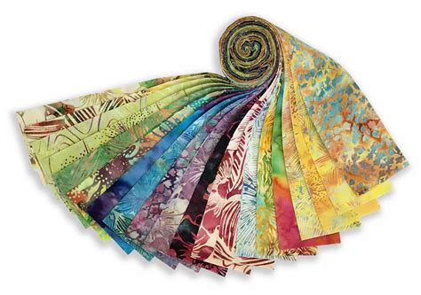 Hoffman Bali Poppy - 525 Groovy Batik 2.5" x 20 Strips Fabric roll up patchwork quilting sewing ...