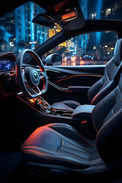 Premium AI Image | Neo glow color futuristic car interior silhouette