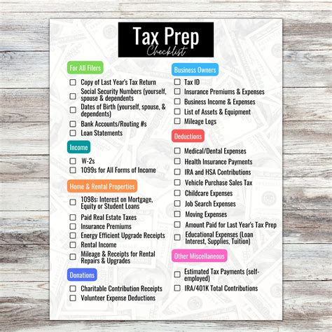 Tax Prep Checklist Tracker Printable Tax Prep 2022 Tax - Etsy UK