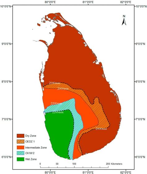 Sri Lanka climate map - Sri Lanka climate zone map (Southern Asia - Asia)