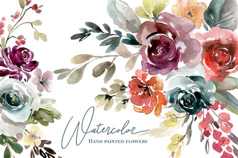 Watercolor Flowers Vintage Roses Floral Png By WatercolorFlowers | TheHungryJPEG