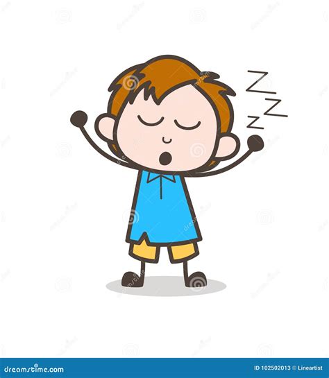 Tired Boy Yawning Face - Cute Cartoon Kid Vector Royalty-Free Stock ...