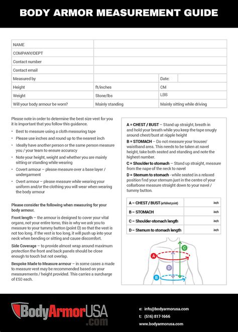 Body Armor USA Fitting Information | bodyarmorusa