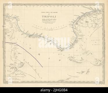 LIBYA.GULF OF SIDRA SIRTE. North Africa or Barbary.Tripoli Fezzan SDUK 1844 map Stock Photo - Alamy