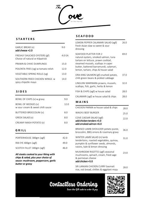 Menu 2023 - The Cove Hotel in Patterson Lakes (VIC) | TheFork