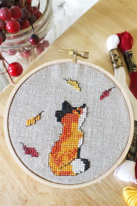 Fox in Leaves Fall Cross Stitch Pattern - Instant Download!