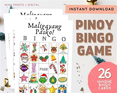 Pinoy Bingo Game 26 Cards Unique Filipino Christmas Images Printable ...