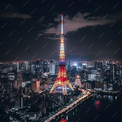 Premium Photo | Tokyo tower in tokyo at night communication and ...