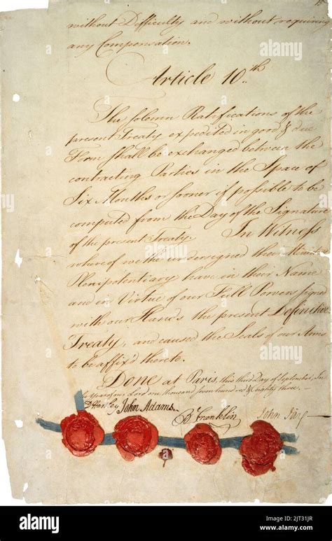 Treaty of Paris 1783 - last page (hi-res Stock Photo - Alamy