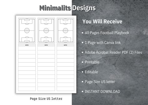 Football Playbook Template, Printable Blank Soccer Diagrams, Canva ...