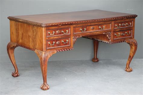 Impressive large antique Georgian writing desk carved ornate drawers brass RARE | eBay