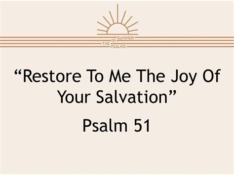 Sermon: "Restore To Me The Joy Of Your Salvation", Psalm 51 - Millgrove Bible Church - Millgrove ...