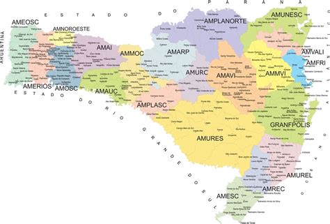 Mapa Santa Catarina cidades - Escola Educação