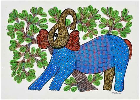 Gond Art Bhil Art Tribal Paintings. Its a folk and tribal art that is practiced by one of the ...