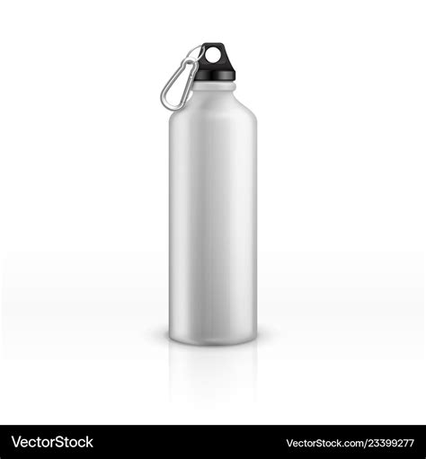 Metal water bottle white realistic reusable drink Vector Image