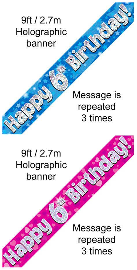 Holographic Birthday Banner Age 6 | 6th Birthday Banner | Pageant Party