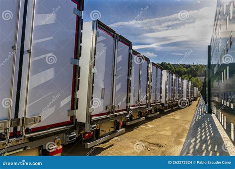 Truck Trailer Parking, Transportation Industry Stock Photo - Image of ...