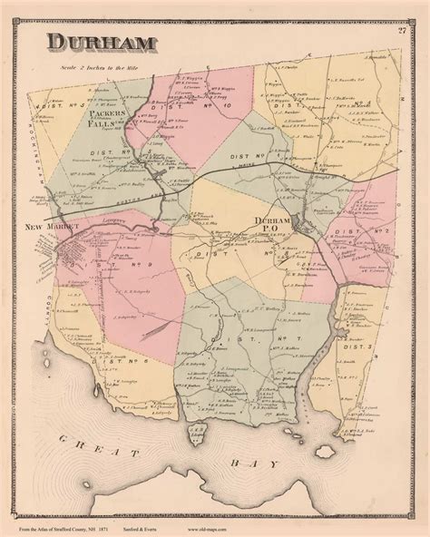 Durham, New Hampshire 1871 Old Town Map Reprint - Strafford Co. - OLD MAPS