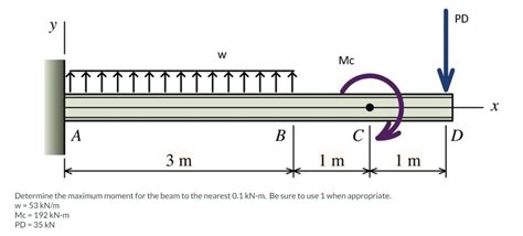 Solved Determine the maximum moment for the beam to the | Chegg.com