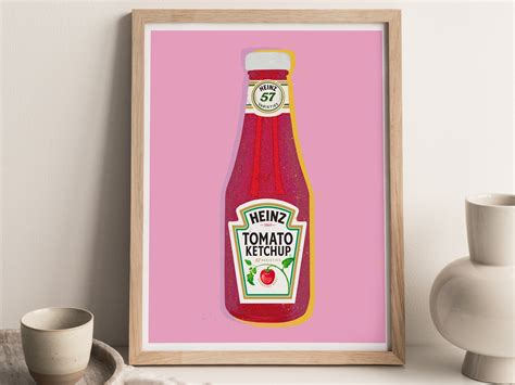 Tomato Ketchup Print Kitchen Art Food Print Pop Art Pink - Etsy UK