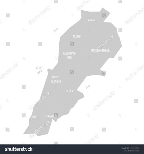 Lebanon Political Map Administrative Divisions Stock Vector (Royalty ...