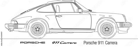 Germany, year 1974, Porsche 911 Carrera, vintage car, vector ...