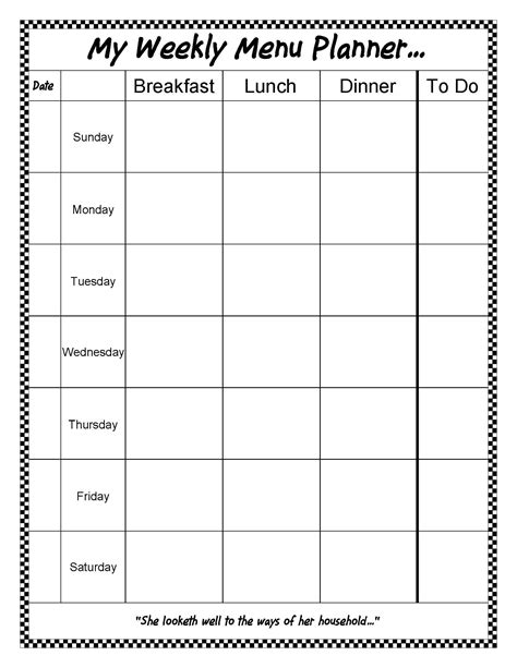 THM Friendly Editable Menu Planner - My Weekly Menu Planner