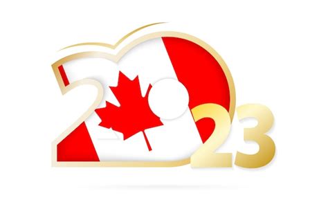 Premium Vector | Year 2023 with canada flag pattern